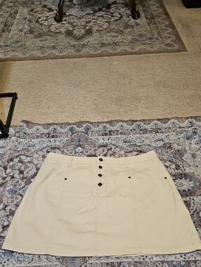FRYE AND CO. Cream Mini Skirt with Button Front